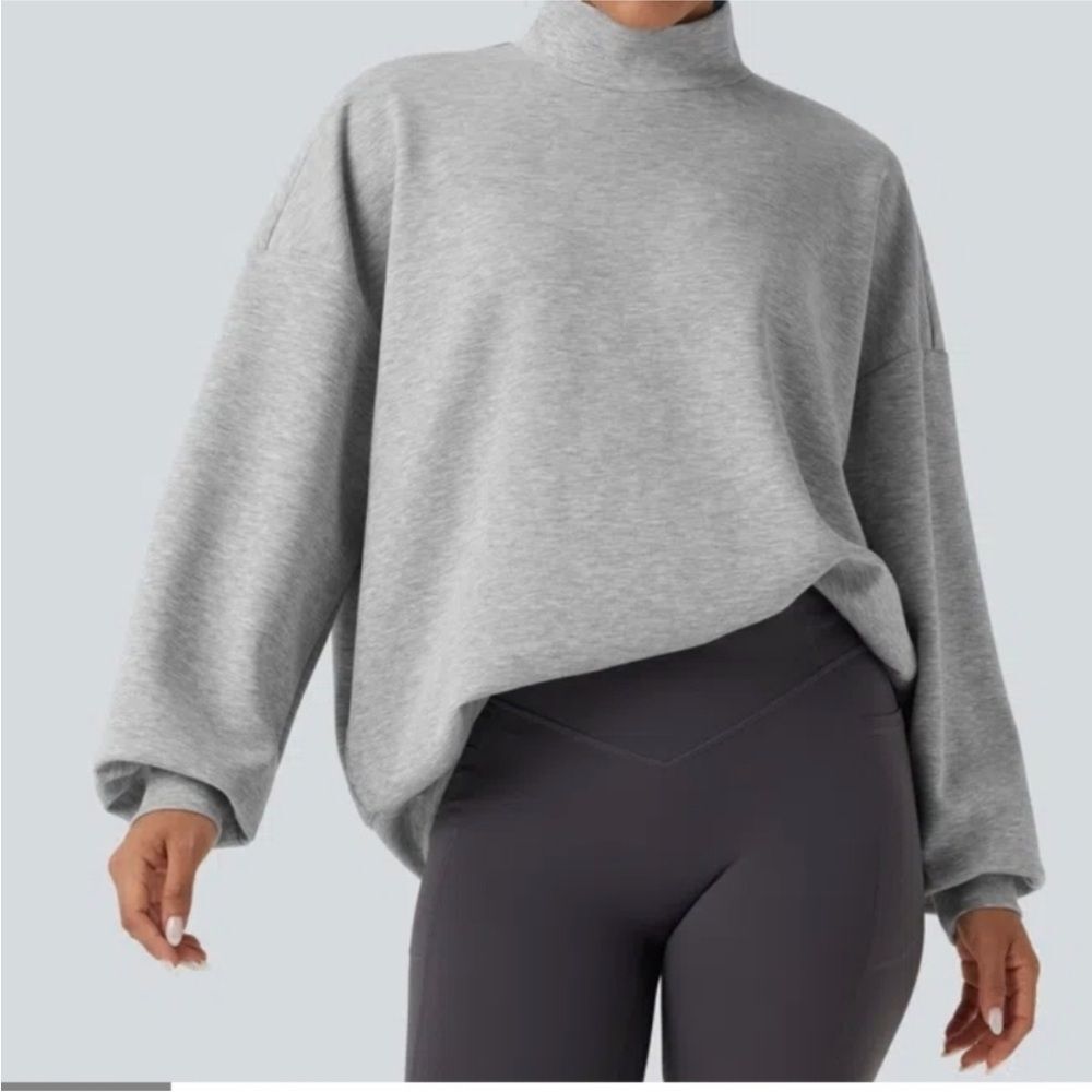 Halara Woman's Fog Gray Mock Neck Sweater Large